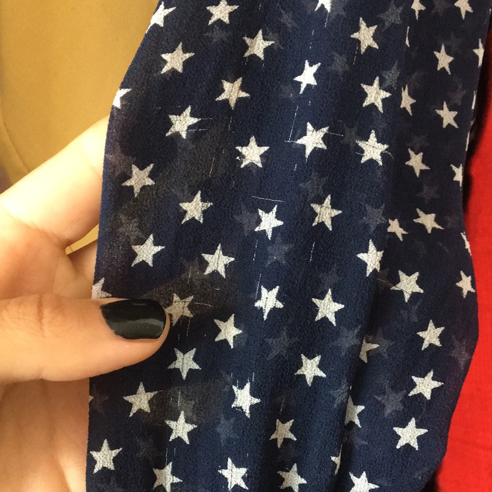 SOLD on eBay✨You’re A Star ⭐️ Navy Blue Sheer Silk Star Blouse - Picture 9 of 16
